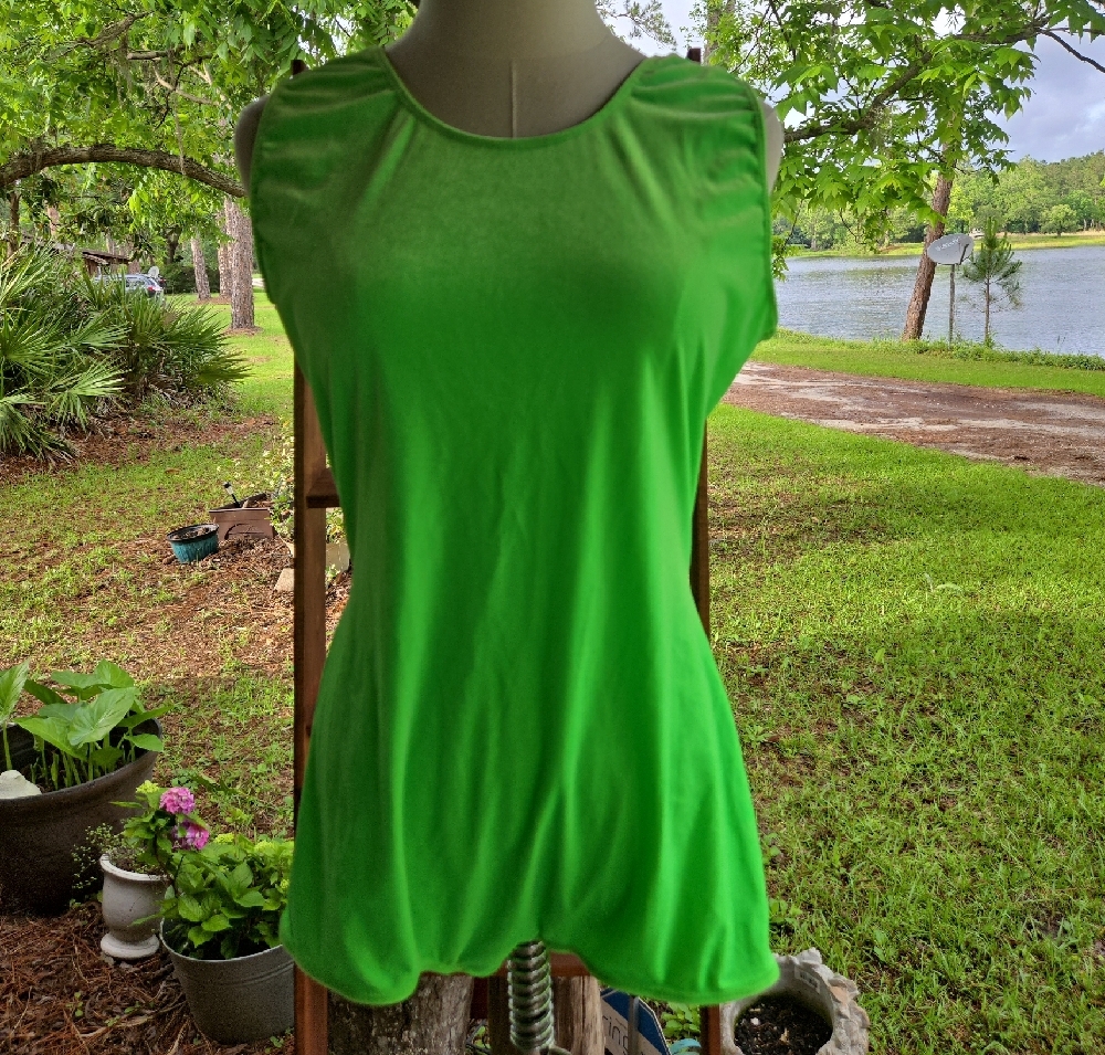 Bright Green Velvet Modest Cut Bodysuit